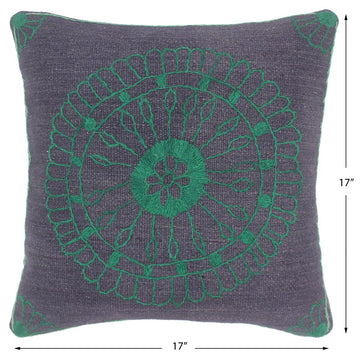 handmade  Pillow Blue Green Hand-Woven SQUARE 100% Wool Suzani Throw Pillow